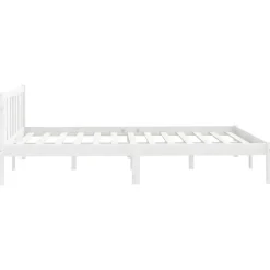 vidaXL - Bed frame met hoofdeinde - Wit - Massief grenenhout - 160x200 cm Outlet