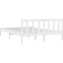 vidaXL - Bed frame met hoofdeinde - Wit - Massief grenenhout - 160x200 cm Outlet