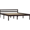 vidaXL - Bed frame met hoofdbord - Donkerbruin - Grenenhout - 120x200 cm New