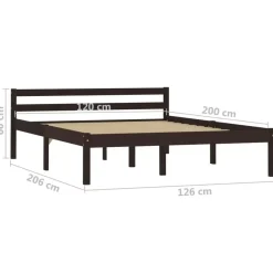 vidaXL - Bed frame met hoofdbord - Donkerbruin - Grenenhout - 120x200 cm New