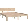 vidaXL - Bed frame met hoofdeinde - Naturel - Massief grenenhout - 140x200 cm Online