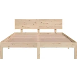 vidaXL - Bed frame met hoofdeinde - Naturel - Massief grenenhout - 140x200 cm Online