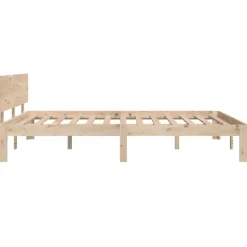 vidaXL - Bed frame met hoofdeinde - Naturel - Massief grenenhout - 140x200 cm Online