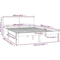 vidaXL - Bed frame met hoofdeinde - Naturel - Massief grenenhout - 140x200 cm Online