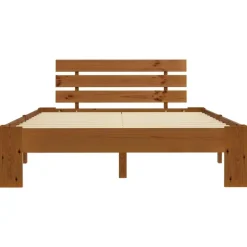 vidaXL - Bed frame met hoofdbord - Honingbruin - Grenenhout - 140x200 cm Best