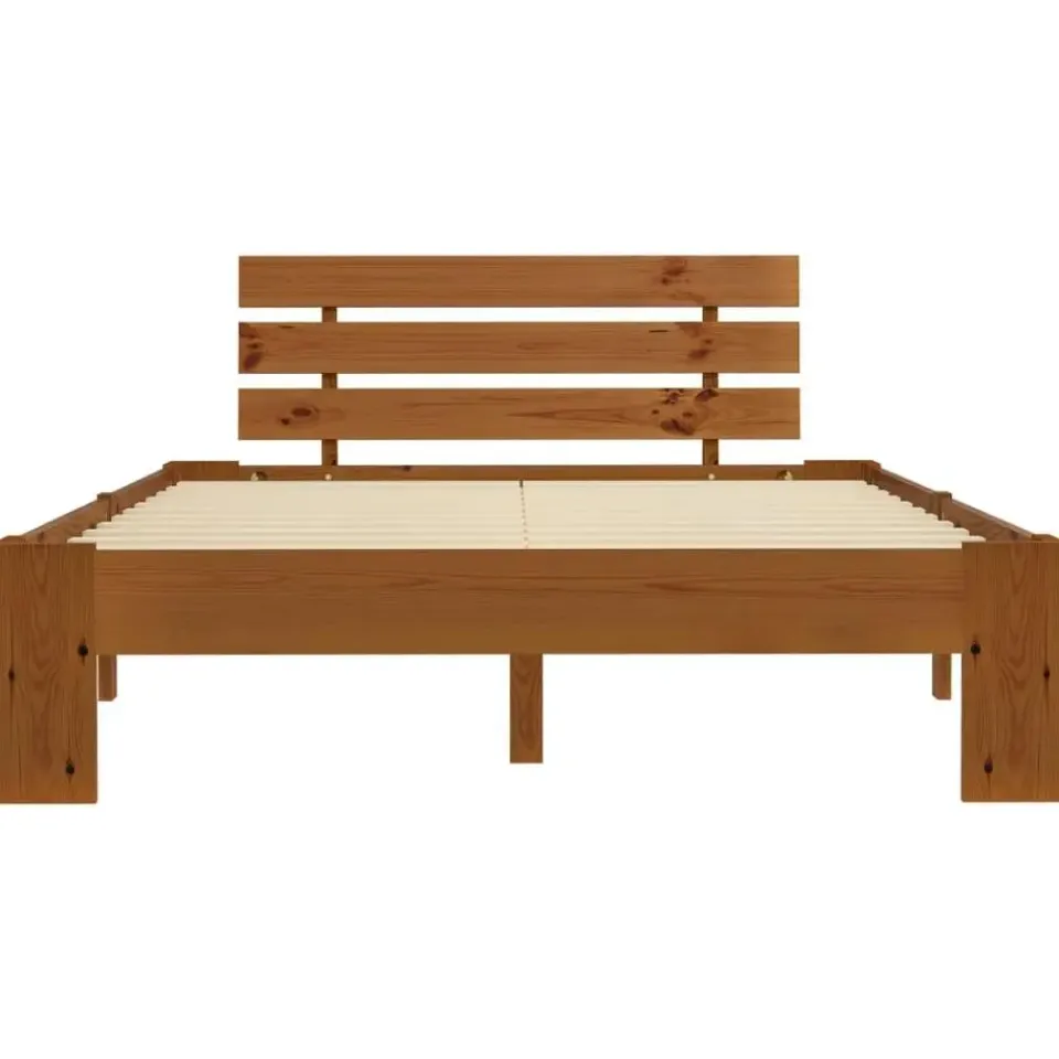 vidaXL - Bed frame met hoofdbord - Honingbruin - Grenenhout - 140x200 cm Best