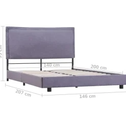 vidaXL - Bed frame met hoofdbord - Lichtgrijs - Stof - 140x200 cm New
