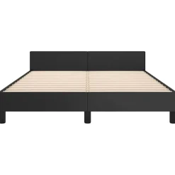 vidaXL - Bed frame met hoofdeinde - Zwart - Kunstleer - 140 x 200 cm Discount