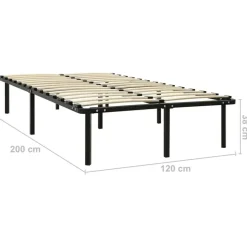 vidaXL - Bed frame met hout lattenbodem - Zwart - Metaal - 120x200 cm New