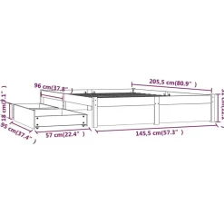 vidaXL - Bed frame met lades - Wit - Massief grenenhout - 140x200 cm