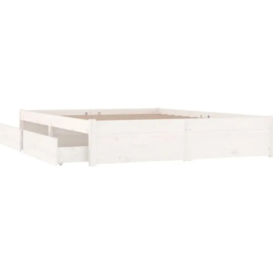 vidaXL - Bed frame met lades - wit - Massief grenenhout - 120x200 cm Clearance