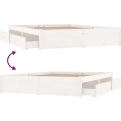vidaXL - Bed frame met lades - wit - Massief grenenhout - 120x200 cm Clearance