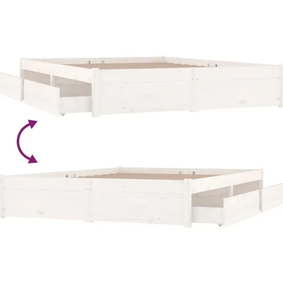 vidaXL - Bed frame met lades - wit - Massief grenenhout - 120x200 cm Clearance