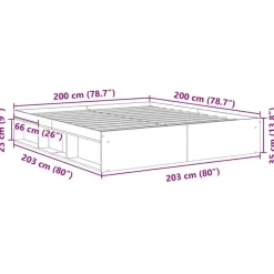 vidaXL - Bed frame met opbergruimte - Sonoma eikenkleurig - Hout - 200x200 cm Online