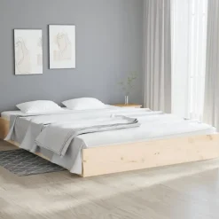vidaXL - Bed frame pallet zonder matras - Naturel -Massief hout - 140x200 cm Outlet