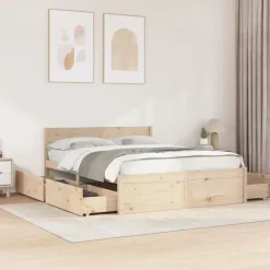 vidaXL - Bed incl. hoofdbord en lades - Massief grenenhout - 140x200 cm Discount