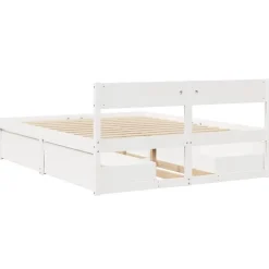 vidaXL - Bed met hoofdbord en lades - Wit - Massief grenenhout - 140x200 cm Hot