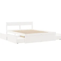 vidaXL - Bed met hoofdbord en lades - Wit - Massief grenenhout - 140x200 cm Hot