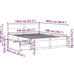 vidaXL - Bed met hoofdbord en lades - Wit - Massief grenenhout - 140x200 cm Hot