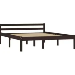vidaXL - Bed met hoofdeinde - Donkerbruin - Massief grenenhout - 140x200 cm Online