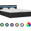 vidaXL - Bed met opbergruimte en LED - Donkergrijs - Stof - 140x200 cm Hot