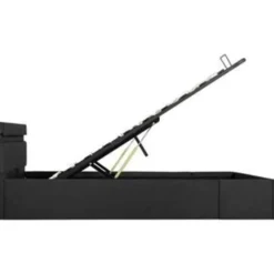 vidaXL - Bed met opbergruimte en LED - Donkergrijs - Stof - 140x200 cm Hot