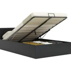vidaXL - Bed met opbergruimte - Hydraulisch - Zwart - Kunstleer - 140x200 cm