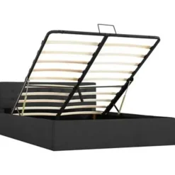 vidaXL - Bed met opbergruimte - Hydraulische - Donkergrijs - Stof - 140x200 cm