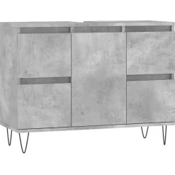 vidaXL - Betongrijs Wastafelonderkast - 1 deur 4 lades - Hout - 80x33x60 cm New