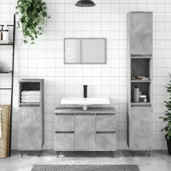 vidaXL - Betongrijs Wastafelonderkast - 1 deur 4 lades - Hout - 80x33x60 cm New