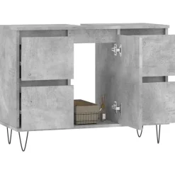 vidaXL - Betongrijs Wastafelonderkast - 1 deur 4 lades - Hout - 80x33x60 cm New