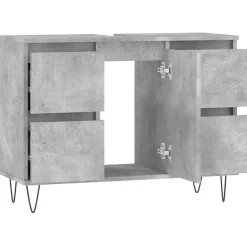 vidaXL - Betongrijs Wastafelonderkast - 1 deur 4 lades - Hout - 80x33x60 cm New