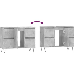 vidaXL - Betongrijs Wastafelonderkast - 1 deur 4 lades - Hout - 80x33x60 cm New