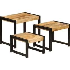 vidaXL - Bijzettafel - Bruin - Hout - 3 stuks Discount