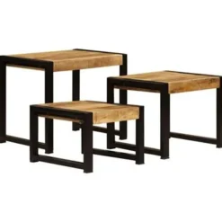 vidaXL - Bijzettafel - Bruin - Hout - 3 stuks Discount