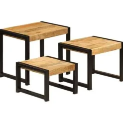 vidaXL - Bijzettafel - Bruin - Hout - 3 stuks Discount