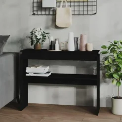 vidaXL - Bijzettafel - Zwart - Bewerkt hout Discount