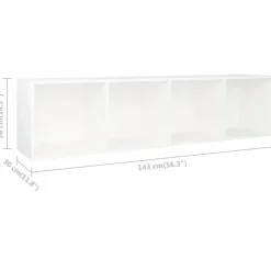 vidaXL - Boekenkast - Wit - Bewerkt hout - 36 x 30 x 143 cm Clearance