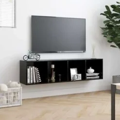 vidaXL - Boekenkast - Zwart - Bewerkt hout New