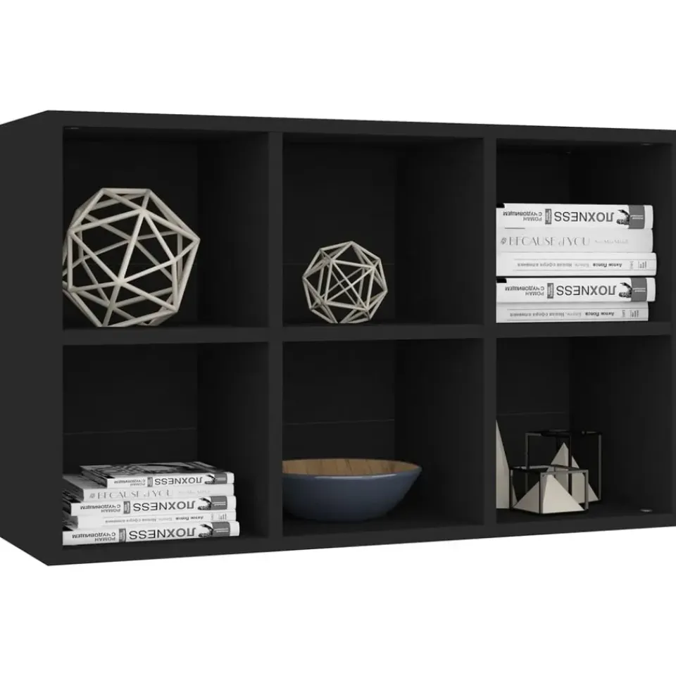 vidaXL - Boekenkast - Zwart - Bewerkt hout - 66 x 30 x 98 cm Clearance