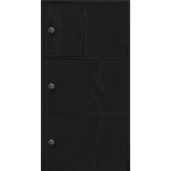 vidaXL - Boekenkast met 3 deuren voor woonkamers - Zwart - Hout - 40x24x77 cm