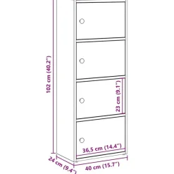 vidaXL - Boekenkast met 4 deuren voor woonkamers - Zwart - Hout - 40x24x102 cm Sale