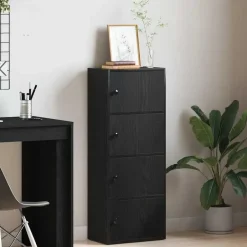 vidaXL - Boekenkast met 4 deuren voor woonkamers - Zwart - Hout - 40x24x102 cm Sale