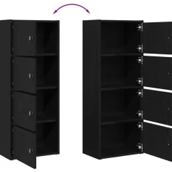 vidaXL - Boekenkast met 4 deuren voor woonkamers - Zwart - Hout - 40x24x102 cm Sale