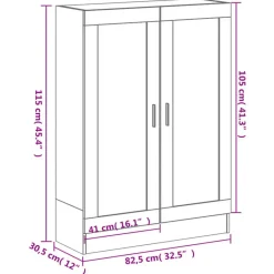 vidaXL - Boekenkast met 2 plakken en 2 deuren - Grijs sonoma - 82.5x30.5x115 cm Online