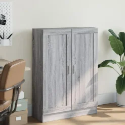 vidaXL - Boekenkast met 2 plakken en 2 deuren - Grijs sonoma - 82.5x30.5x115 cm Online