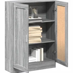 vidaXL - Boekenkast met 2 plakken en 2 deuren - Grijs sonoma - 82.5x30.5x115 cm Online