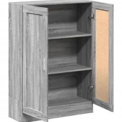 vidaXL - Boekenkast met 2 plakken en 2 deuren - Grijs sonoma - 82.5x30.5x115 cm Online
