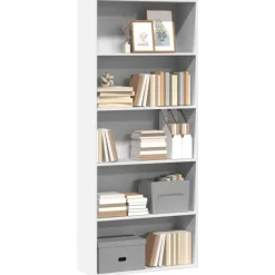 vidaXL - Boekenkast met 5 vakken voor kantoor - Wit - Hout - 80x30x189 cm New
