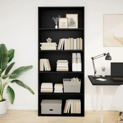 vidaXL - Boekenkast met 5 vakken voor kantoor - Zwart - Hout - 80x30x189 cm Hot